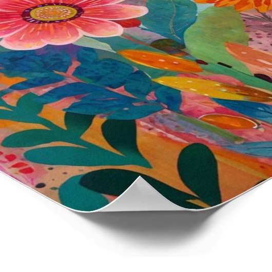 Mooie krylisch levendige bloemenkunst poster (Hoek)