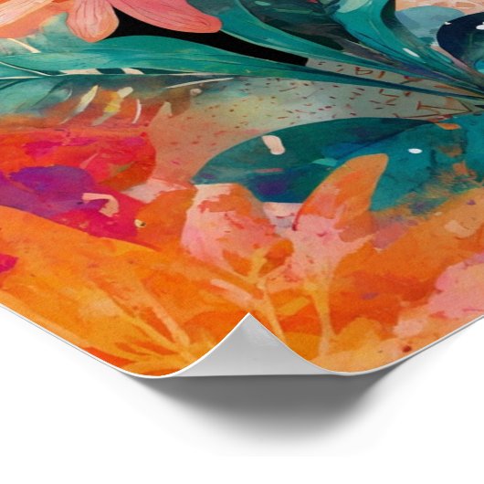 Mooie krylisch levendige bloemenkunst poster (Hoek)