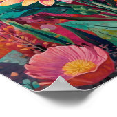 Mooie krylisch levendige bloemenkunst poster (Hoek)