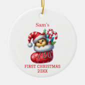 Mooie Kuiken Kerst Keramisch Ornament (Voorkant)