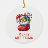 Mooie Kuiken Kerst Keramisch Ornament (Voorkant)