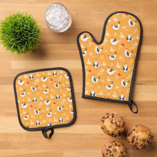 Mooie Kuikens Ovenwant & Pannenlap Set (Top down)