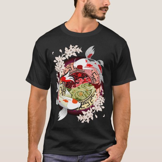 Mooie kunst Japanse ventilator Koi Fish T-shirt (Voorkant)