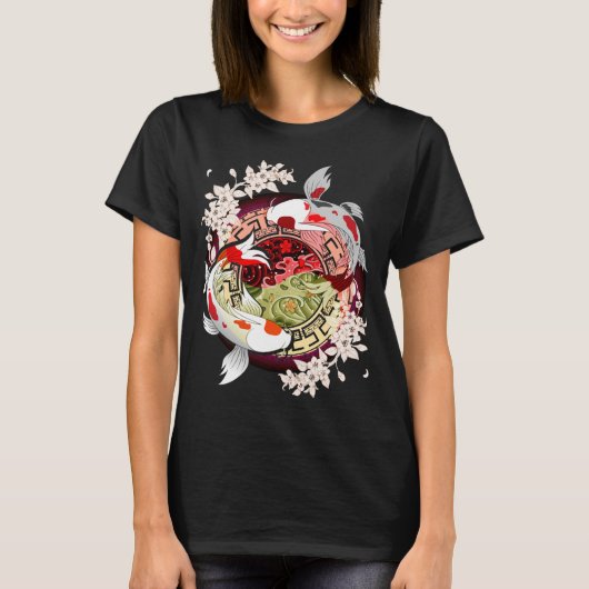 Mooie kunst Japanse ventilator Koi Fish T-shirt (Voorkant)