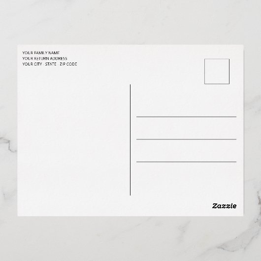 Mooie kunstschilfers op donkerblauw en goud folie feestdagen briefkaart (Achterkant)