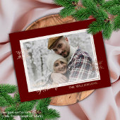 Mooie kunstschilfers op donkerrood en goud folie feestdagen briefkaart