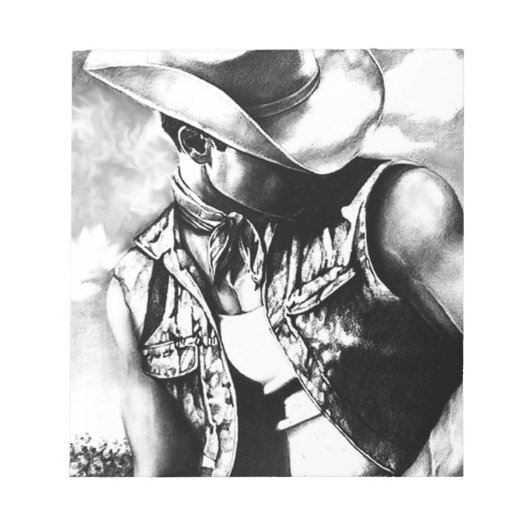 Mooie kunsttekening handig Cowboy Country Man Notitieblok (Voorkant)