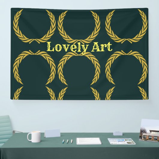 Mooie kunsttekstnaam met afbeelding van gele kroon spandoek (Beurs)