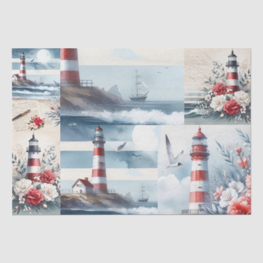 Mooie Kust Kerst Lichtopstand Collage  Tissuepapier (Voorkant)
