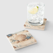 Mooie kust nautische rustiek stijlvol elegant stenen onderzetter (Zijkant)