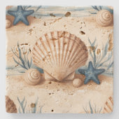 Mooie kust nautische rustiek stijlvol elegant stenen onderzetter (Voorkant)