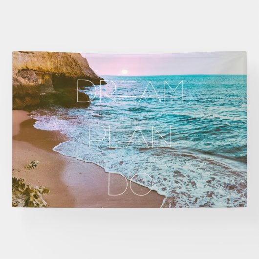 Mooie kust strand zonsondergang spandoek (Horizontaal)