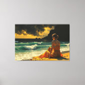 Mooie Kustnacht Zeezichtreflectie Canvas Afdruk (Voorkant)