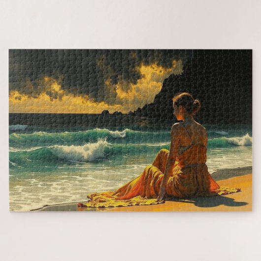 Mooie Kustnacht Zeezichtreflectie Legpuzzel (Horizontaal)