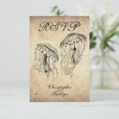 Mooie kwal strand bruiloft RSVP kaartje (Staand voorkant)