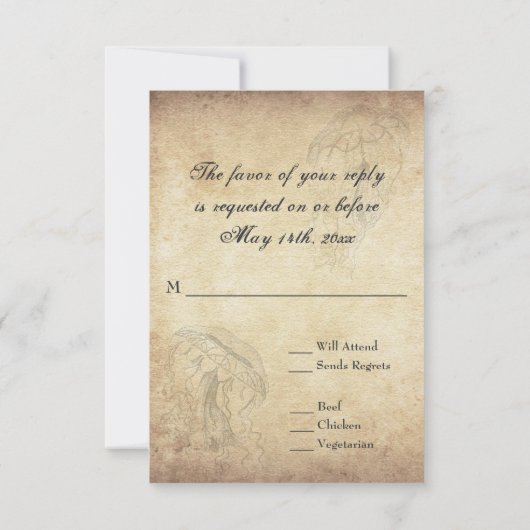 Mooie  kwal strand bruiloft RSVP kaartje (Achterkant)