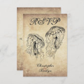 Mooie kwal strand bruiloft RSVP kaartje (Voorkant / Achterkant)