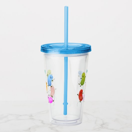Mooie kwallen springen cartoon illustratie acryl drinkbeker (Rechts)