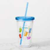 Mooie kwallen springen cartoon illustratie acryl drinkbeker (Achterkant)