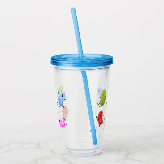 Mooie kwallen springen cartoon illustratie acryl drinkbeker (Links)