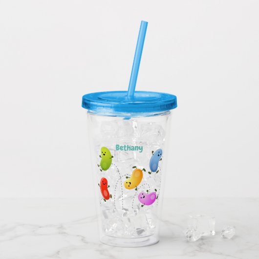 Mooie kwallen springen cartoon illustratie acryl drinkbeker (Achterkant ijs)