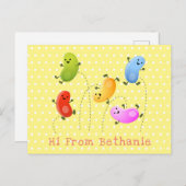 Mooie kwallen springen cartoon illustratie briefkaart (Voorkant / Achterkant)