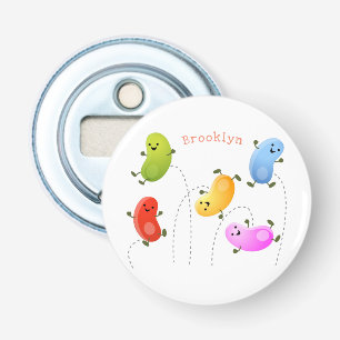 Mooie kwallen springen cartoon illustratie button flesopener