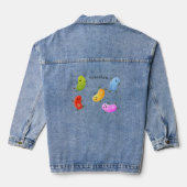 Mooie kwallen springen cartoon illustratie denim jacket (Achterkant)