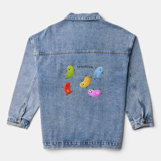 Mooie kwallen springen cartoon illustratie denim jacket (Achterkant)