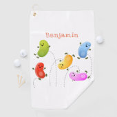 Mooie kwallen springen cartoon illustratie golfhanddoek (Insitu)