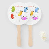 Mooie kwallen springen cartoon illustratie handwaaier (Voorkant en achterkant)