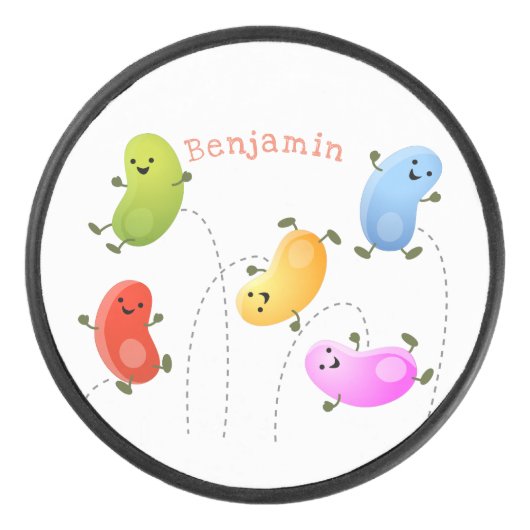 Mooie kwallen springen cartoon illustratie hockey puck (Voorkant)