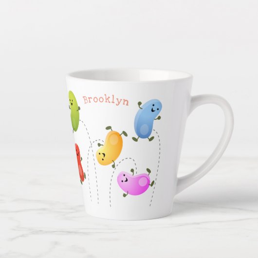 Mooie kwallen springen cartoon illustratie latte mok (Rechts)