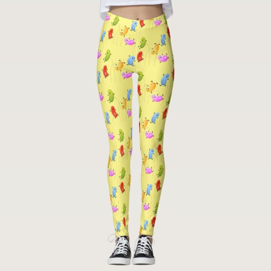Mooie kwallen springen cartoon illustratie leggings (Voorkant)