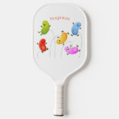 Mooie kwallen springen cartoon illustratie pickleball paddle (Achterkant)