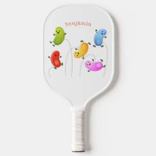Mooie kwallen springen cartoon illustratie pickleball paddle
