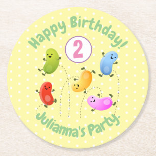 Mooie kwallen springen cartoon illustratie ronde kartonnen onderzetter