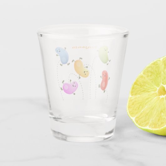 Mooie kwallen springen cartoon illustratie shot glas (Achterkant)