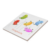 Mooie kwallen springen cartoon illustratie tegeltje (Zijkant)