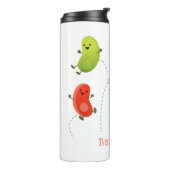 Mooie kwallen springen cartoon illustratie thermosbeker (Gedraaid links)