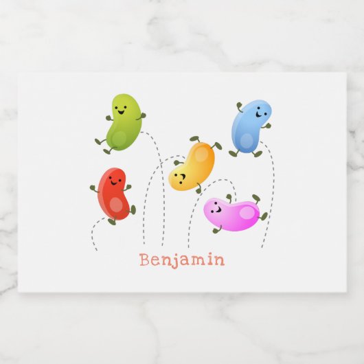 Mooie kwallen springen cartoon illustratie voedselcontainer etiket (Enkel label)