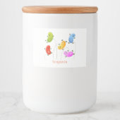 Mooie kwallen springen cartoon illustratie voedselcontainer etiket (Voorkant)