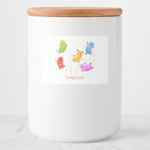 Mooie kwallen springen cartoon illustratie voedselcontainer etiket