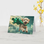 Mooie Labradoodle Wenskaart Kaart (Gele Bloem)