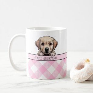 Mooie Labrador Puppy Beste Hond Moeder Roze Gingha Koffiemok