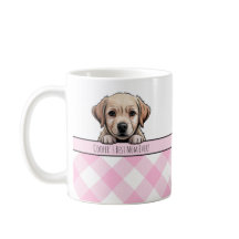 Mooie Labrador Puppy Beste Hond Moeder Roze Gingha