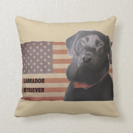 Mooie Labrador Retriever Amerikaanse vlag Kussen