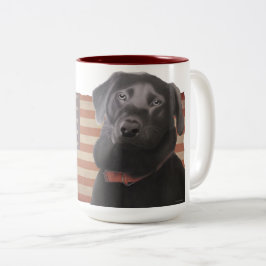 Mooie Labrador Retriever Amerikaanse vlag Tweekleurige Koffiemok