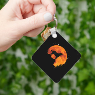 Mooie Labradorshond Silhouet Maan Koele Labradors Sleutelhanger