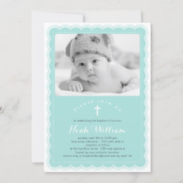 Mooie Lace Baptism Uitnodiging - Blauw